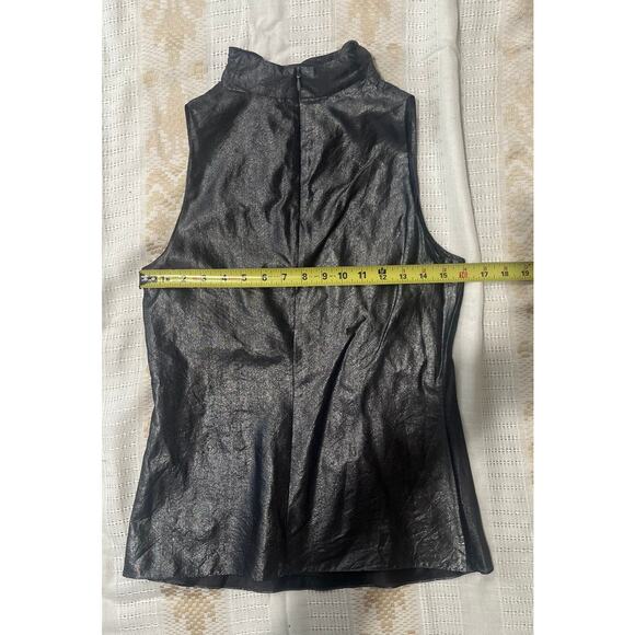 Worth 100% Silk Metallic Gray Shimmer Tank Sleeveless Blouse Top Size 4 - Picture 3 of 5
